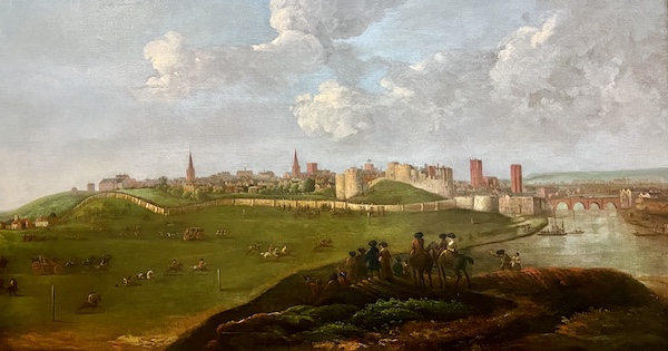 An 18th century south-west view of Chester depicting the Roodee and the Castle.