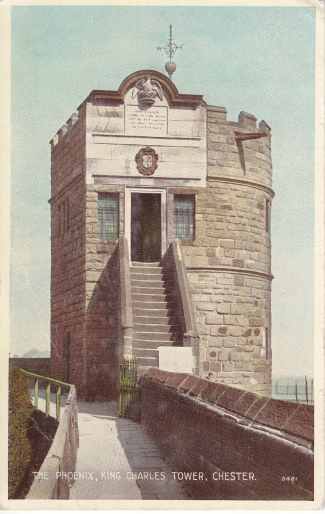 A postcard showing the King Charles Tower, posted in 1943.