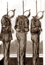 On May 9th 1801 Thompson, Morgan and Clare were hanged at Gallows Hill, Boughton for burglary.
