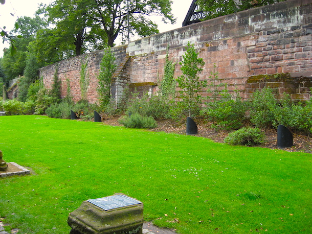 Segment of medieval wall repaired after being damaged during Civil War